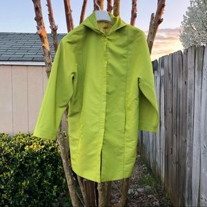 Jheri Richards Coat Jacket Green  w. Hood Waffle Textured
